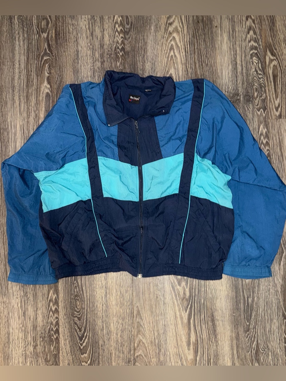Vintage 90s Mac Gregor Colorblock Windbreaker Jacket in Navy and Teal 2XL